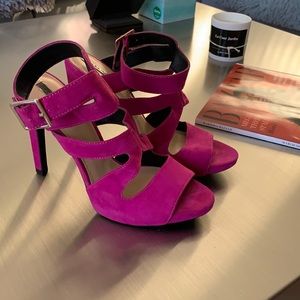 Zara Magenta Suede Heeled Sandals